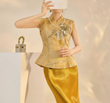 Thalia Gold Slim-Fit Cheongsam Top