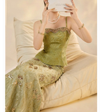 Fabiana 2-Piece Embroidered Jacquard Cheongsam Set