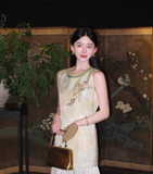 Acacia Lace Jacquard Cheongsam Dress