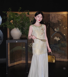 Acacia Lace Jacquard Cheongsam Dress