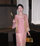 Rowena 2-Piece Lace Jacquard Cheongsam Set