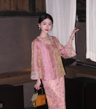 Rowena 2-Piece Lace Jacquard Cheongsam Set