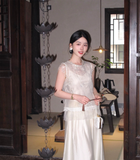 Sana 2-Piece Beaded Tencel Cheongsam Set