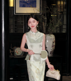 Hibiscus 2-Piece Mint Green Cheongsam Set