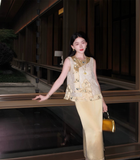 Gladiolus 2-Piece Embroidered Lace Cheongsam Set