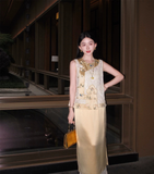 Gladiolus 2-Piece Embroidered Lace Cheongsam Set