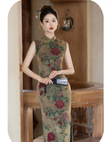 Johanna Sandalwood Sleeveless Cheongsam Dress