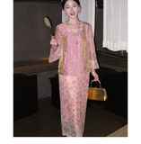 Rowena 2-Piece Lace Jacquard Cheongsam Set