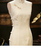Odile White Polyester Cheongsam Dress