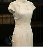 Marigold Silk Floral Cheongsam Dress