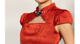 Blanche Red Jacquard Cheongsam Dress