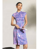 Shine Lavender Jacquard Cheongsam Dress