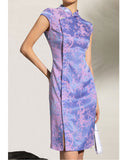 Shine Lavender Jacquard Cheongsam Dress