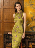 Nadine Ginger Yellow Floral Print Cheongsam