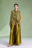 Lotus Pine Green Jacquard Cheongsam Vest
