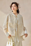 Sebastiana Beige Embroidered Vest Coat Cheongsam