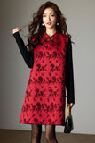 Yuan Burgundy Cheongsam Dress