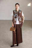 Nicoletta 2-Piece Cocoa Brown Jacquard Cheongsam Set