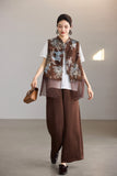 Nicoletta 2-Piece Cocoa Brown Jacquard Cheongsam Set
