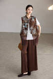 Nicoletta 2-Piece Cocoa Brown Jacquard Cheongsam Set