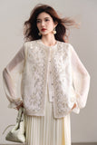 Odile Ginkgo Color Beaded Vest Cheongsam