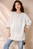 Eloise Pearl White Embroidered Cheongsam Top