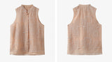 Fuchsia Milk Tea Embroidered Mandarin Collar Vest Cheongsam
