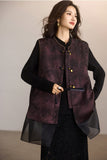 Organza Dark Red Jacquard Cheongsam Vest