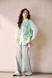 Serpentine Mint Velvet Beaded Cheongsam Vest