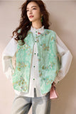 Serpentine Mint Velvet Beaded Cheongsam Vest