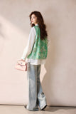 Serpentine Mint Velvet Beaded Cheongsam Vest