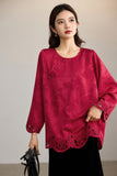 Nita Burgundy Jacquard Cheongsam Top