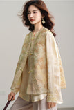 Viviana Apricot Yellow Beaded Embroidered Cheongsam Vest