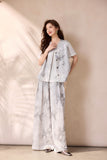 Seraphina 2-Piece Silver Gray Vest Pants Set Cheongsam