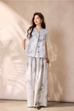 Seraphina 2-Piece Silver Gray Vest Pants Set Cheongsam