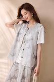 Seraphina 2-Piece Silver Gray Vest Pants Set Cheongsam