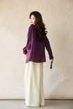 Katrina Dark Night Purple Jacquard Cheongsam Top