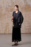 Zephyr Black Jacquard Cheongsam Top
