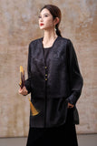 Zephyr Black Jacquard Cheongsam Top