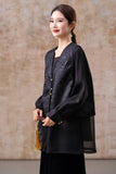 Zephyr Black Jacquard Cheongsam Top