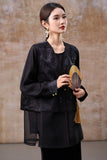 Zephyr Black Jacquard Cheongsam Top