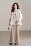 Glow Off White Jacquard Cheongsam Top