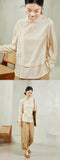 Chiffon Beige Long Sleeve Cheongsam Top