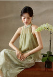 Patrician Green Mesh Layered Cheongsam Dress