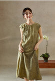Sonnet Green Jacquard Cheongsam Dress