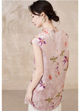 Sana Blue Jacquard Cheongsam Top