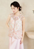 Interlude Pink Beaded Embroidered Cheongsam Top