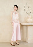 Interlude Pink Beaded Embroidered Cheongsam Top