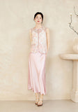Interlude Pink Beaded Embroidered Cheongsam Top
