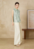 Prestige Green Floral Embroidered Cheongsam Top